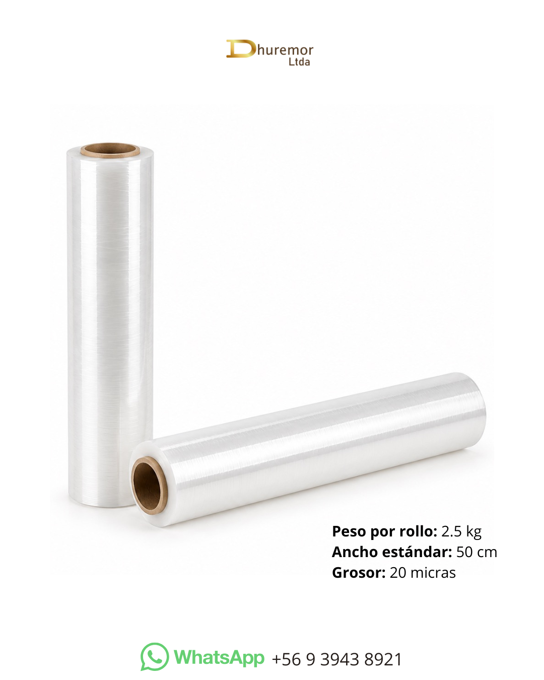Rollo de Stretch Film Transparente 2.5 Kg (para paletizar)