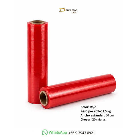 Rollo Film Stretch Rojo 20 Micras 1.5 kg