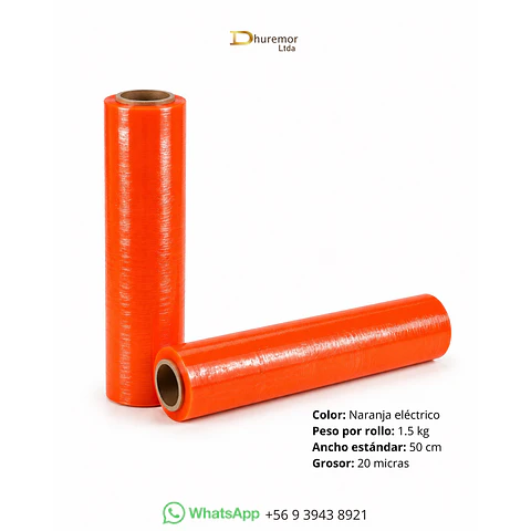 Rollo Film Stretch Naranjo 20 Micras 1.5 kg 