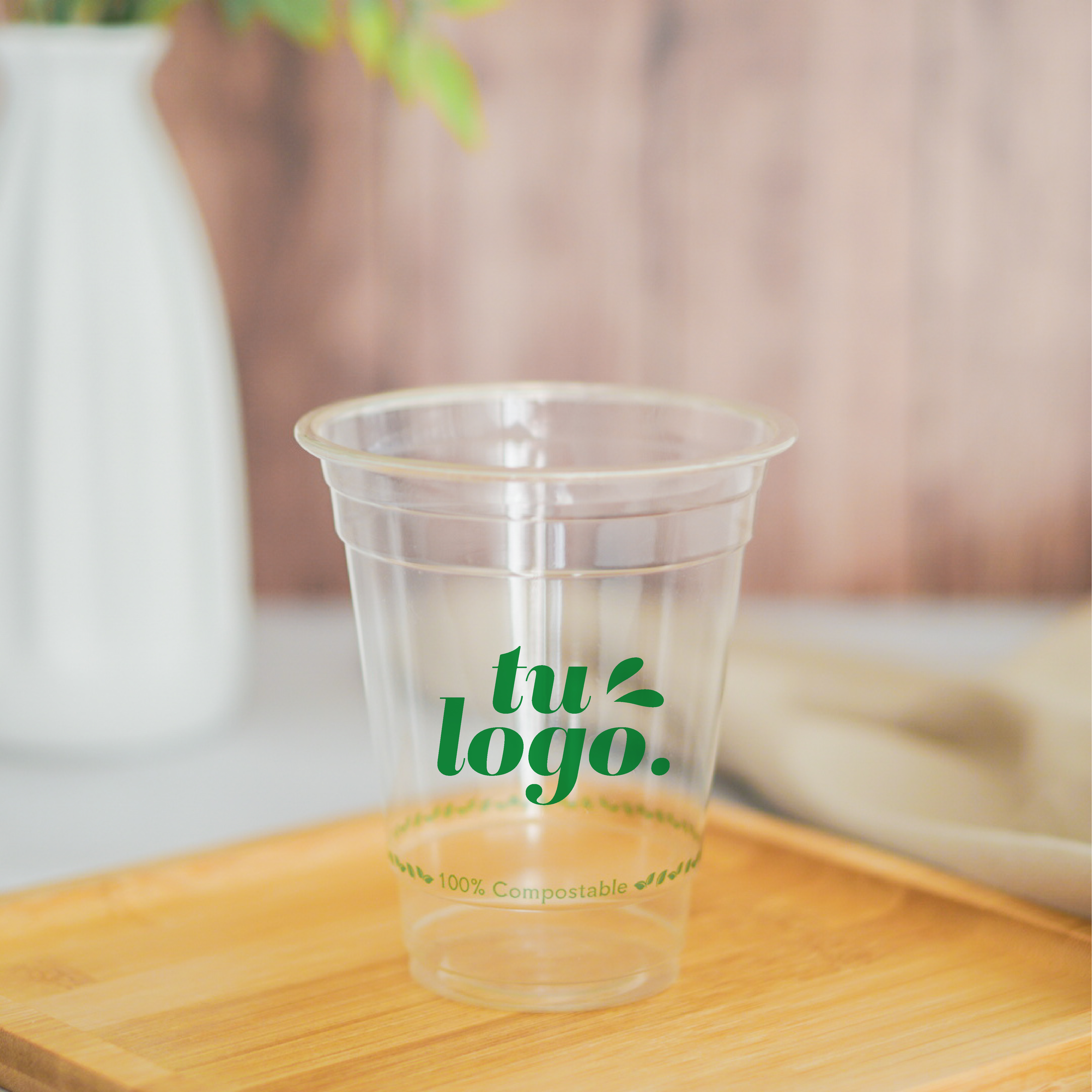 Vaso Transparente 12 oz - Compostable + Logo (1 Color y 1 Cara) 1