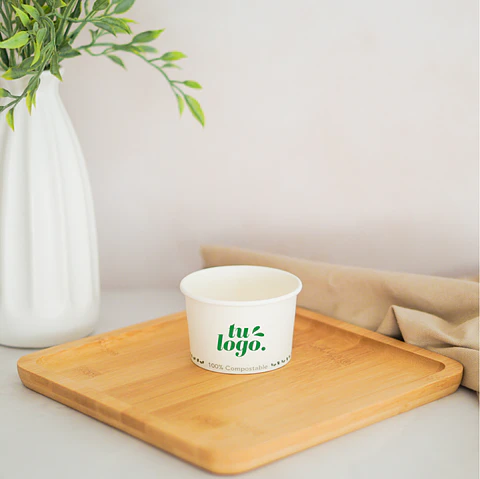 Pote Blanco 04 oz - Compostable + Logo (1 color y 1 cara)