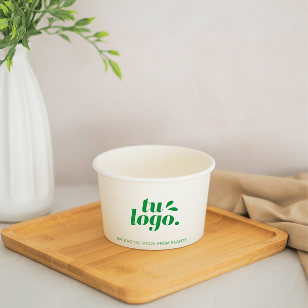 Pote Blanco 16 oz - Compostable + Logo (1 color y 1 cara) 1