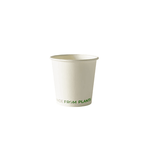 Vaso de Café Blanco 06 oz - Compostable + Logo (1 Color y 1 Cara)