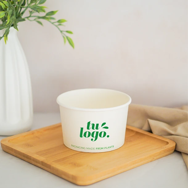 Pote Blanco 32 oz - Compostable + Logo (1 color,  1 cara) 1