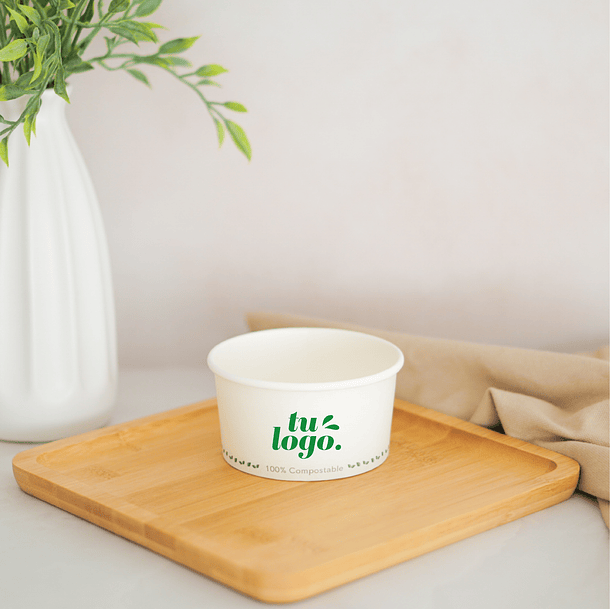 Pote Blanco 6 oz - Polipapel + Logo (1 color y 1 cara)