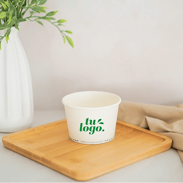 Pote Blanco 8 oz - Polipapel + Logo (1 color y 1 cara)