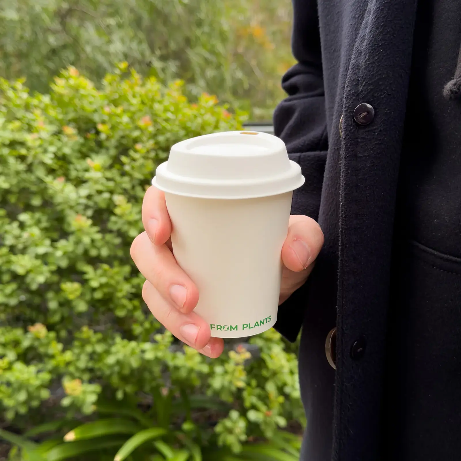 Vaso de Café Blanco 08 oz - Compostable + Logo (1 Color, 1 Cara) 3