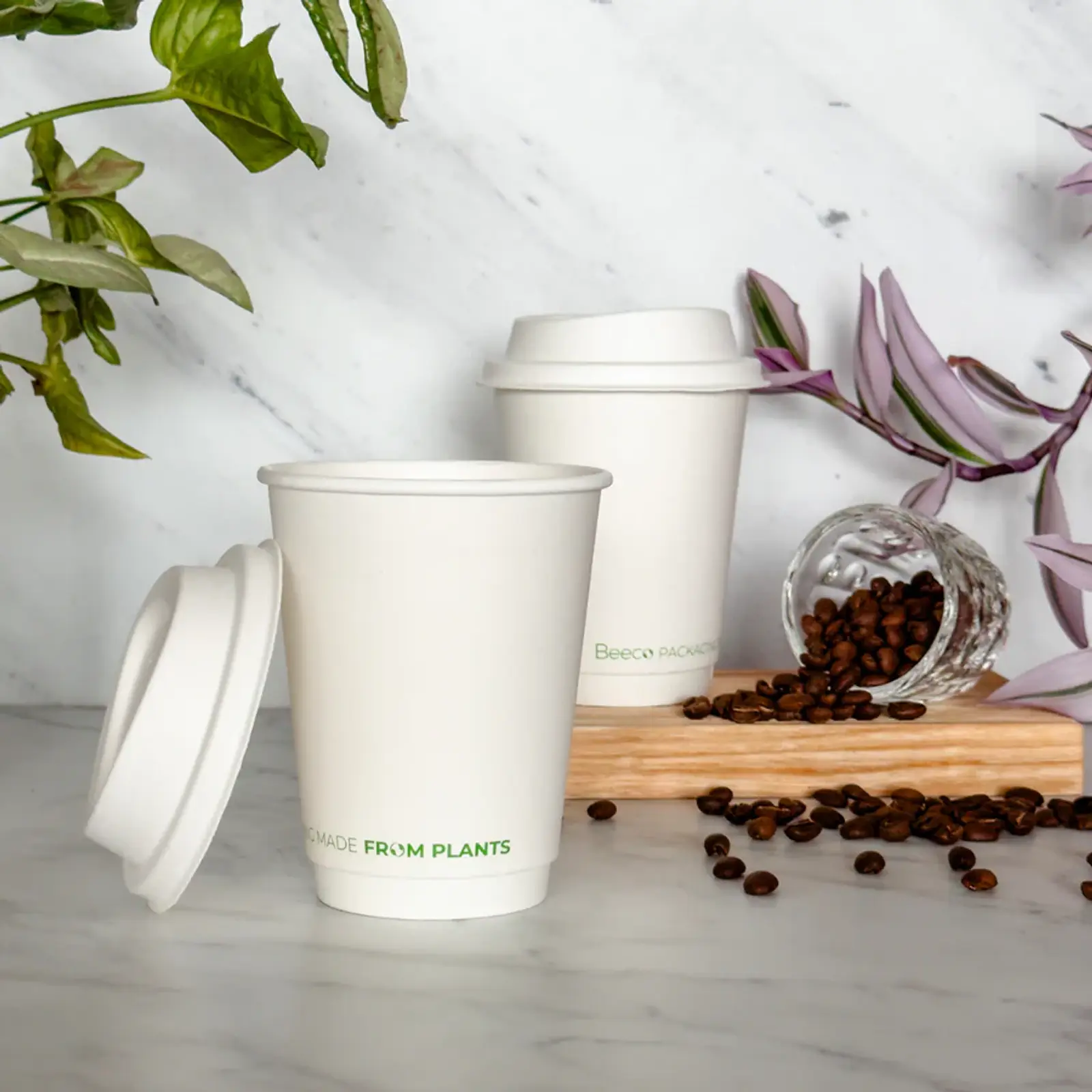 Vaso de Café Blanco Doble Pared 12 oz - Compostable + Logo (1 Color y 1 Cara) 3