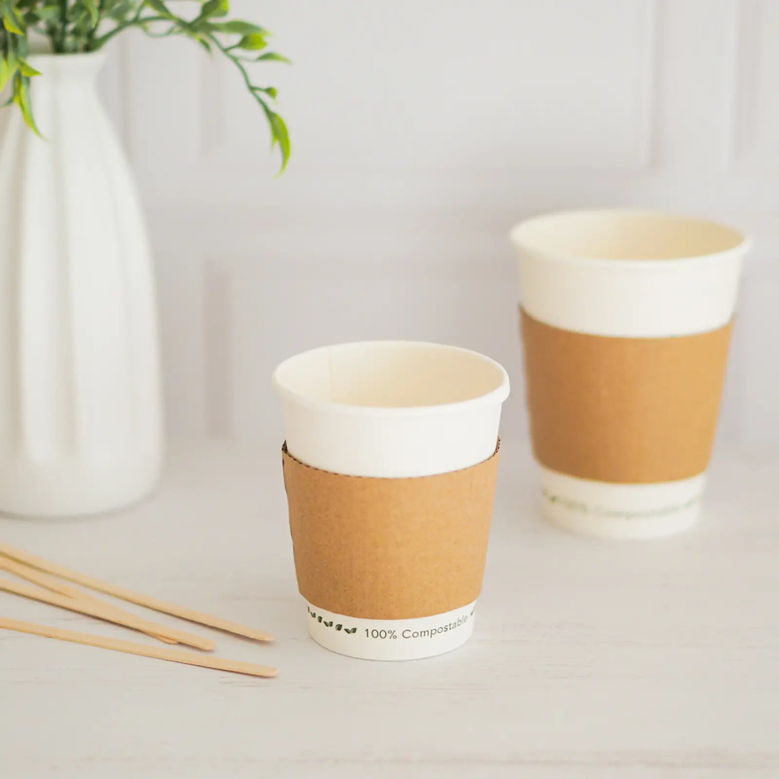 Cubre Vaso de Café Papel Kraft 08 oz - Compostable 2