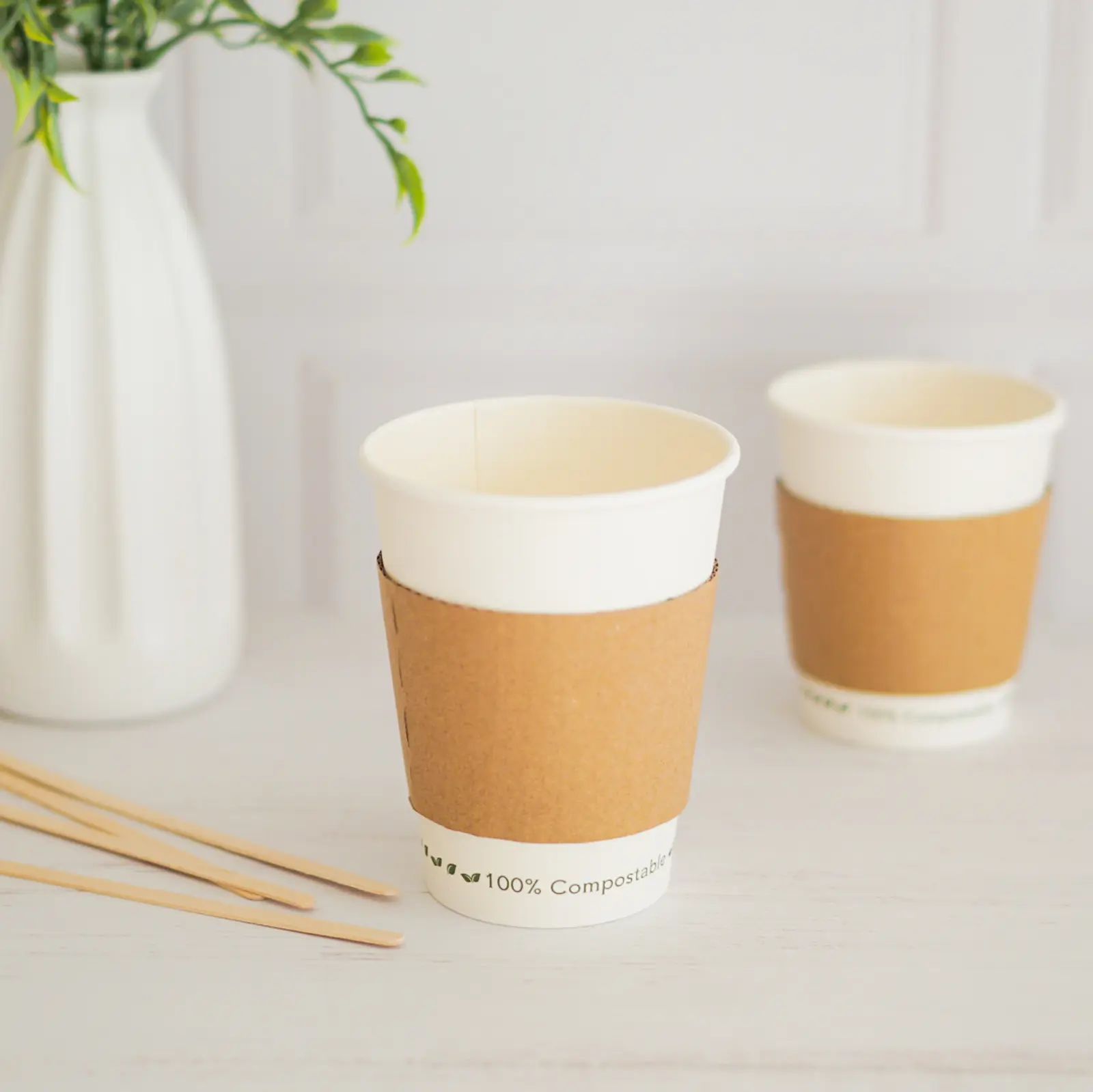 Cubre Vaso de Café Papel Kraft 12-16 oz - Compostable 2