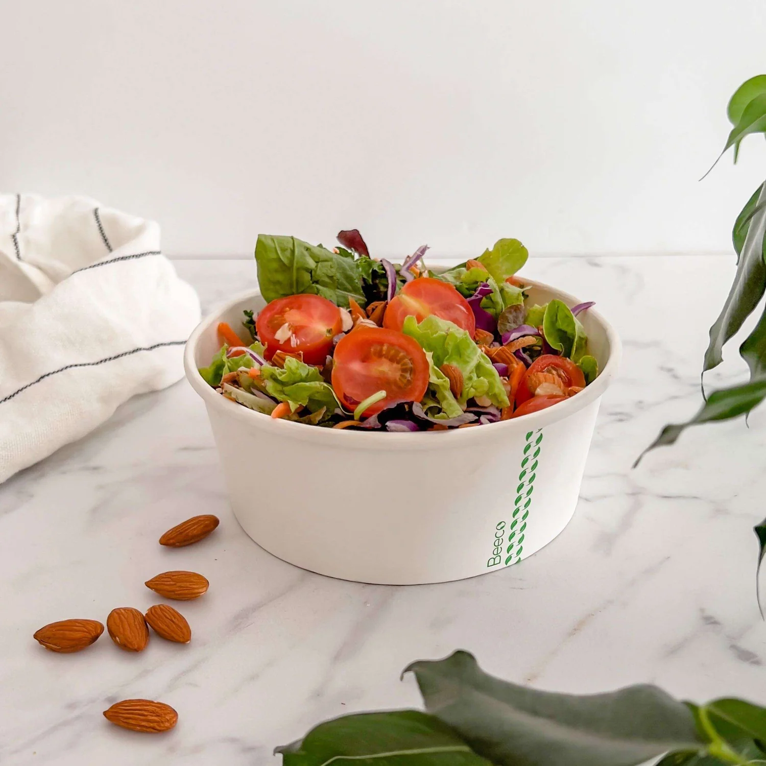 Bowl de Ensalada Blanco 750cc - Compostable + Logo (1 color y 1 cara / 900 uds) 2