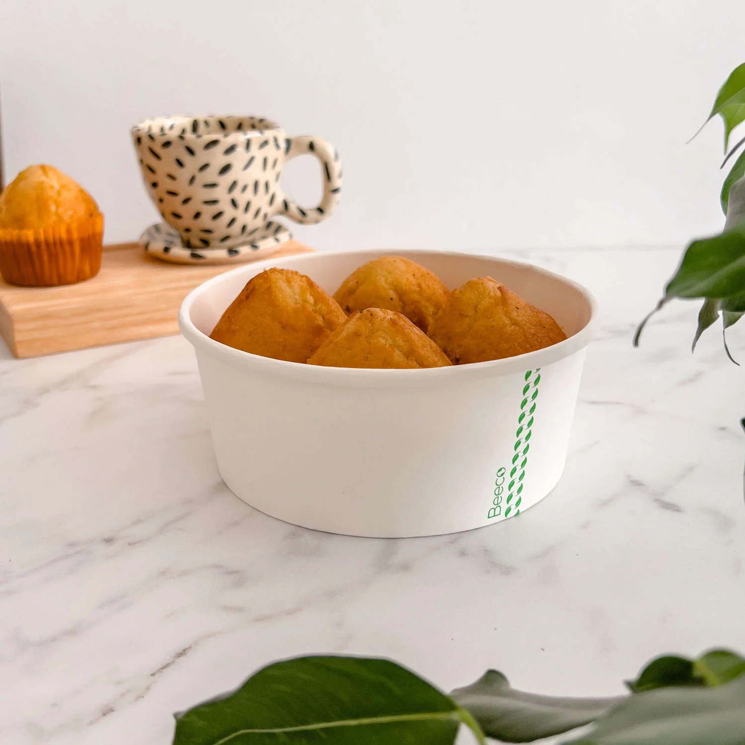 Bowl de Ensalada Blanco 1.300cc - Compostable + Logo (1 color y 1 cara / 900 uds) 2