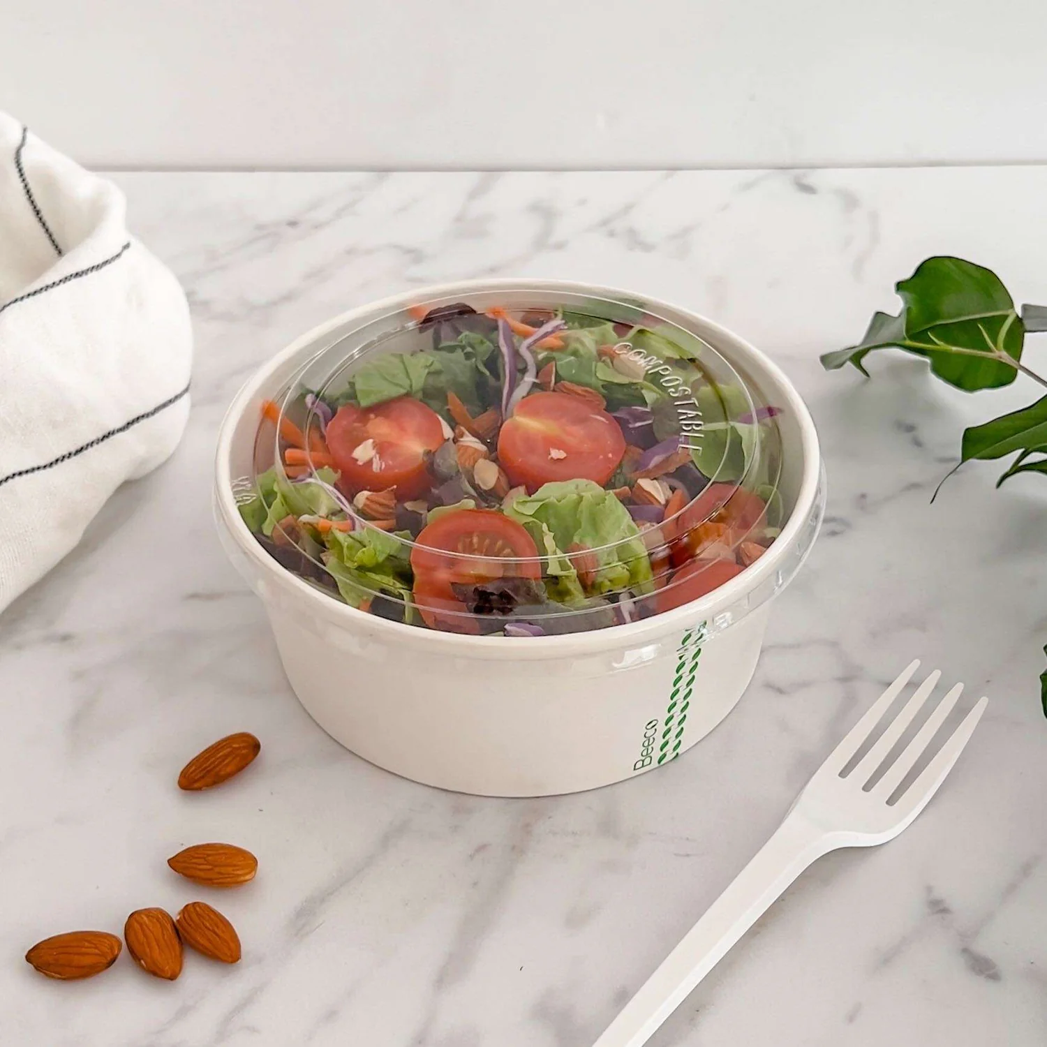 Tapa PLA Bowl Ensalada 1.300 cc - Compostable (900 uds) 2