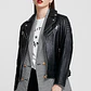 CASACA ESTILO BIKER EN CUERO COLOR ENTERO Style - Miniatura 4
