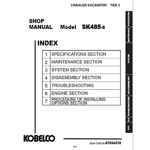 Manual De Taller Kobelco SK485-8 Tier 3