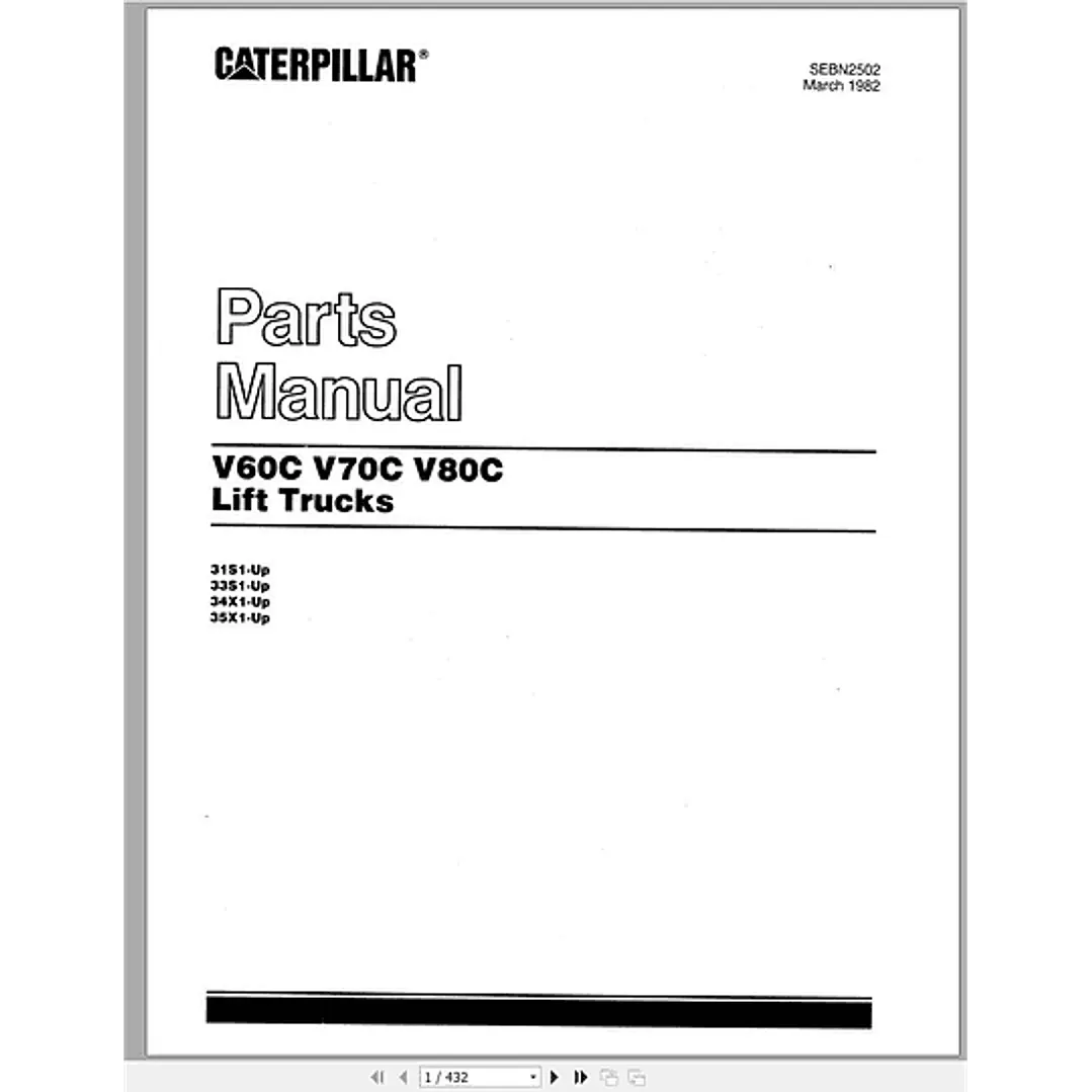 Manual de repuestos CATERPILLAR V60C V70C V80C 1