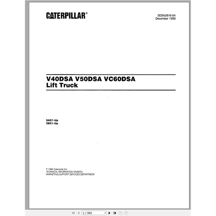 Manual de repuestos CATERPILLAR V40D SA (Español) 1