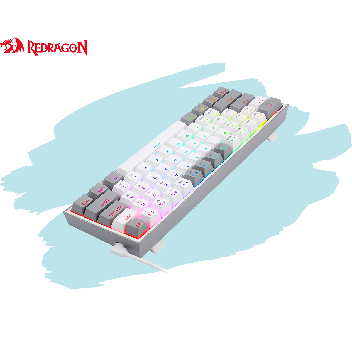 TECLADO MECÁNICO Gamer Redragon FIZZ PRO Wireless. Spanish K616-RGB-GW GREY/WHITE 3