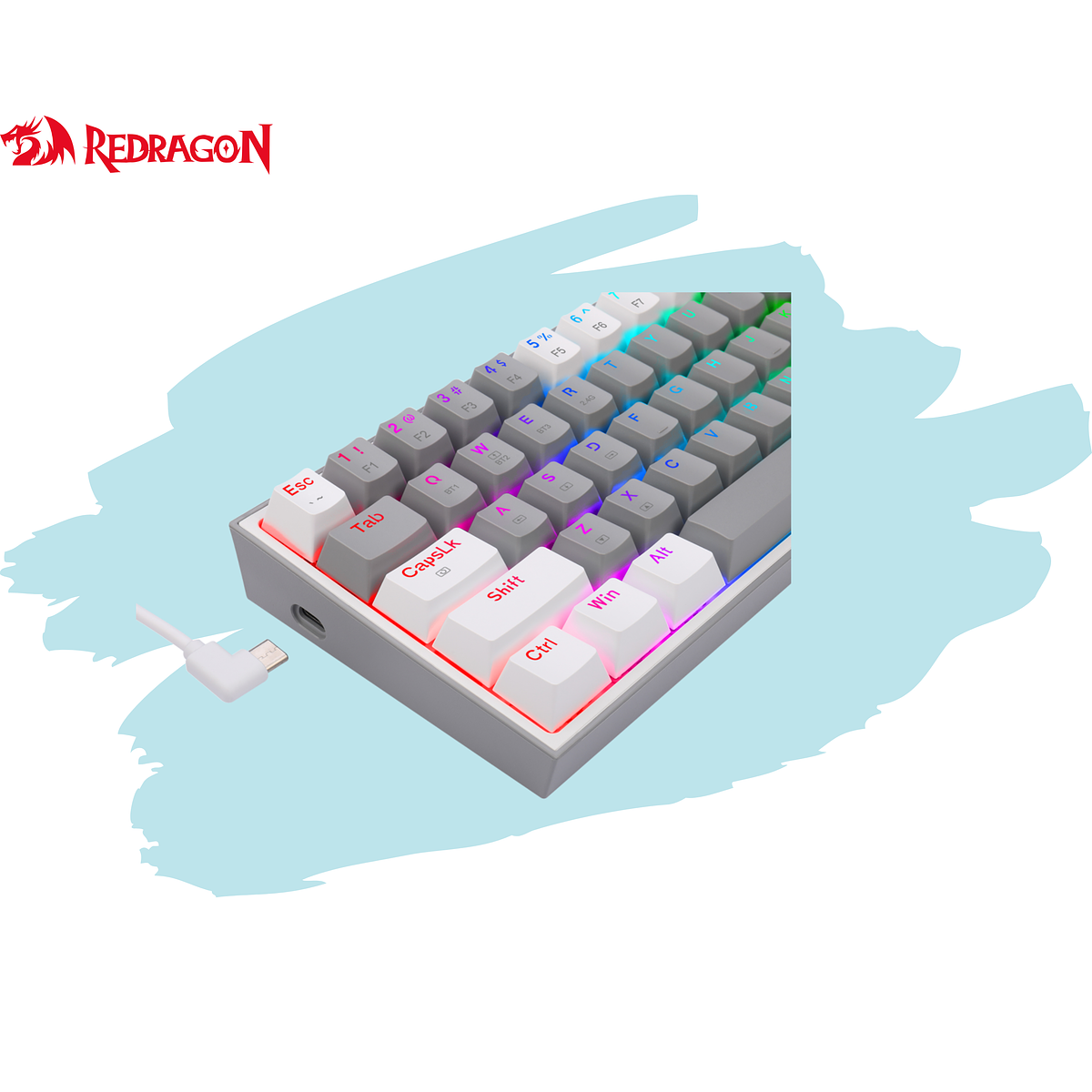 TECLADO MECÁNICO Gamer Redragon FIZZ PRO Wireless. Spanish K616-RGB-GW GREY/WHITE 4