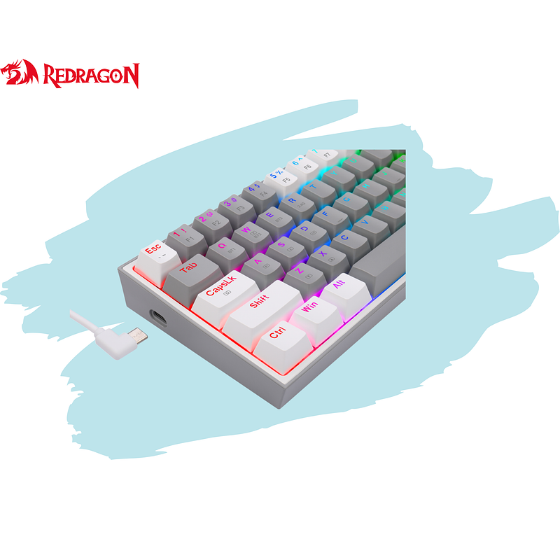 TECLADO MECÁNICO Gamer Redragon FIZZ PRO Wireless. Spanish K616-RGB-GW GREY/WHITE 4