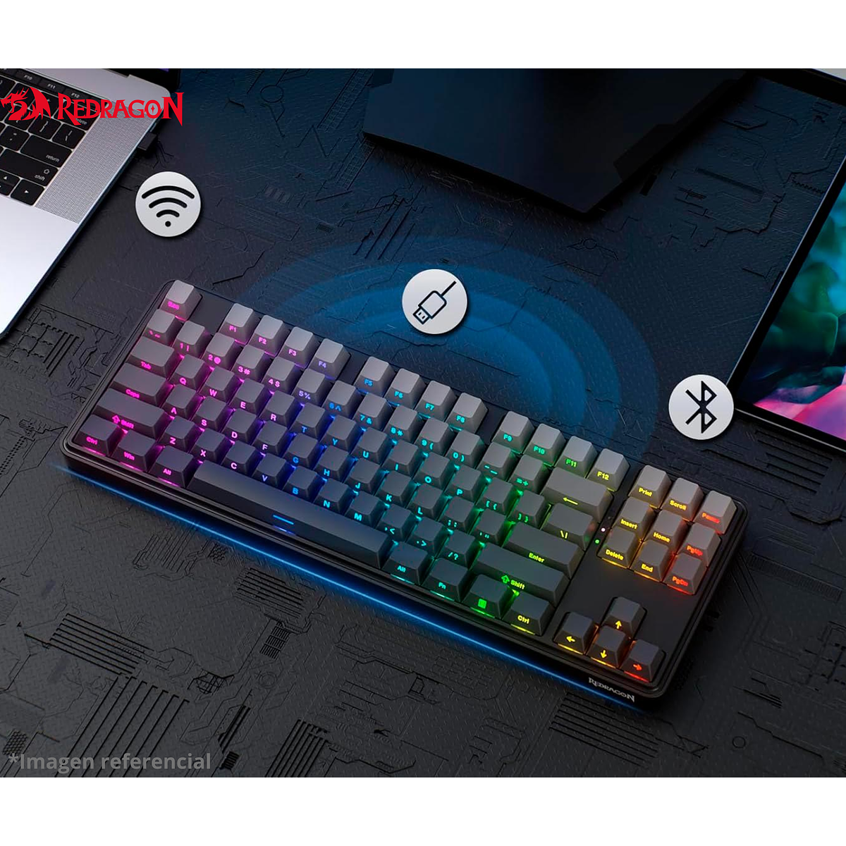 TECLADO REDRAGON  STARD BLADE RGB-PRO Wireless English K707 BLACK DEGRADED 3