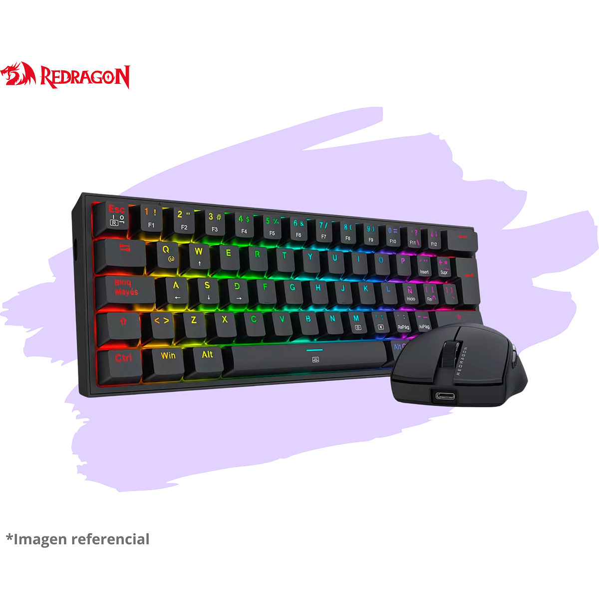 Combo Redragon S143 Teclado K617RGB FIZZ SP (Español Cableado) + Mouse M724 Black 4