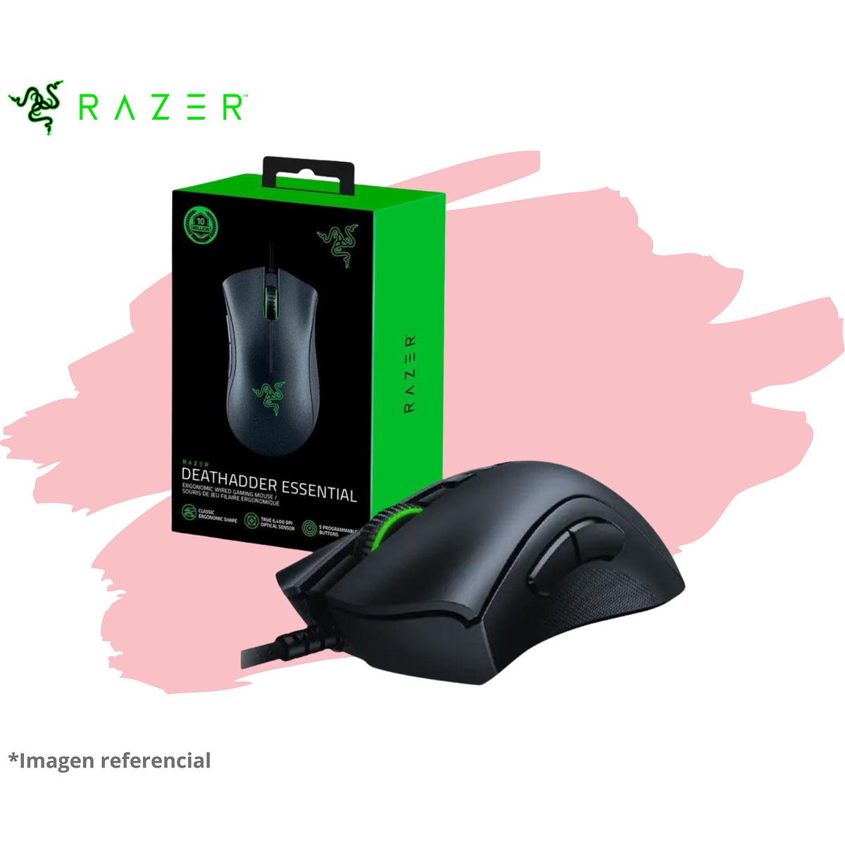 MOUSE RAZER DEATHADDER ESSENTIAL 6400 DPI SWITCH MECHANICAL BLACK  1