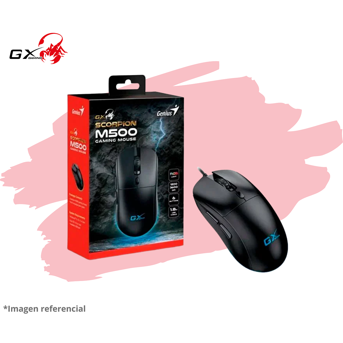 MOUSE GENIUS GX SCORPION M500 3600 DPI 6-BOT RGB BLACK 1