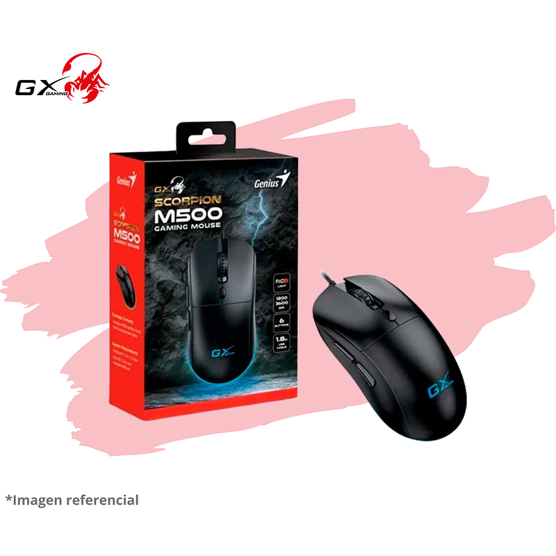 MOUSE GENIUS GX SCORPION M500 3600 DPI 6-BOT RGB BLACK 1