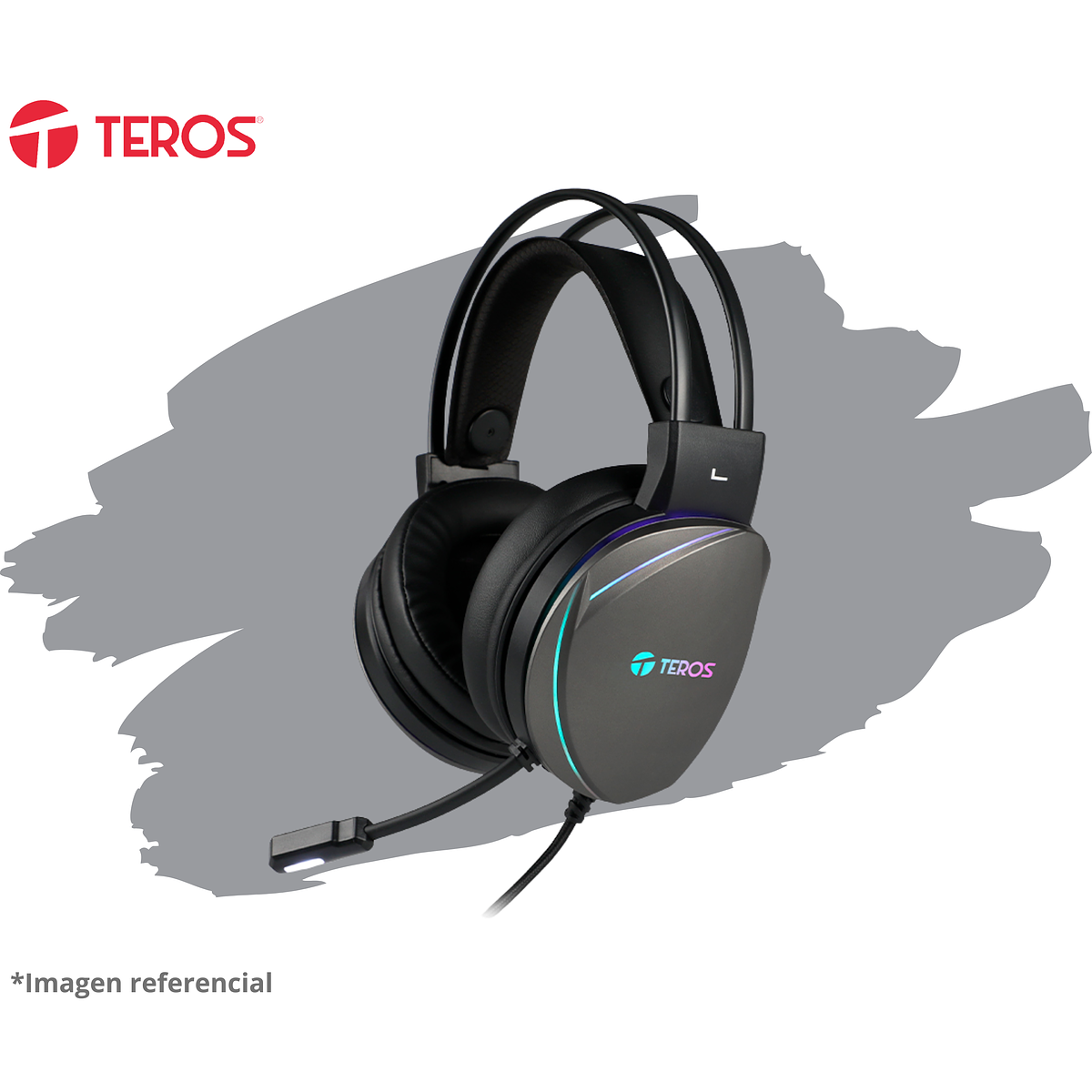 AUDÍFONOS GAMING TEROS TE-8170N estéreo 7.1, micrófono, conector USB, Negro, Luces RGB 2