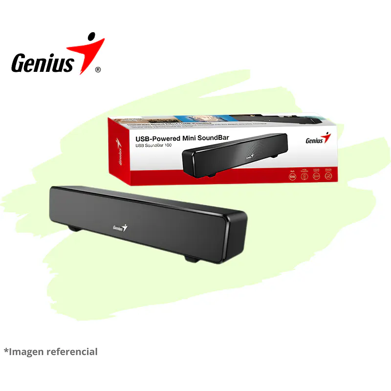 PARLANTE GENIUS SOUND BAR 100 MINI 6W 3.5MM USB POWER BLACK 1