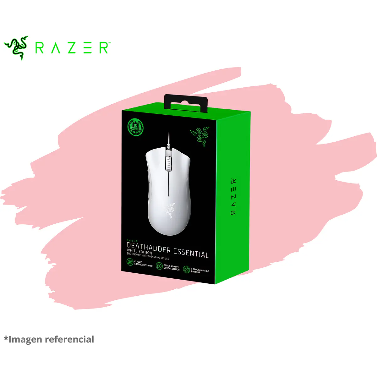 MOUSE RAZER DEATHADDER ESSENTIAL 6400 DPI SWITCH MECHANICAL WHITE 1
