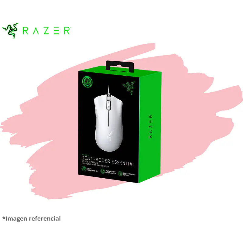 MOUSE RAZER DEATHADDER ESSENTIAL 6400 DPI SWITCH MECHANICAL WHITE 1