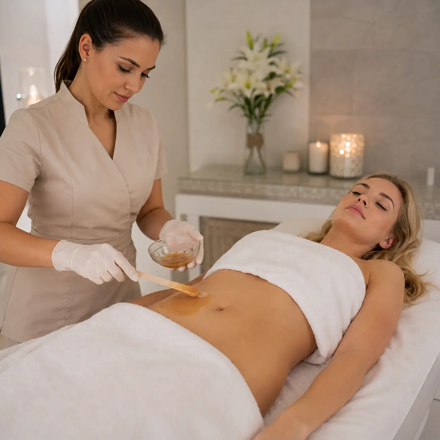 Depilación de abdomen con cera tradicional 1
