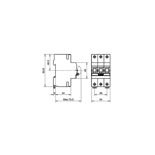 Interruptor Automático Tripolar 3P 3x16A Curva C 10kA 2