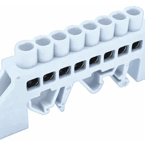 Regleta de Conexión Aislada a Riel DIN Blanco 8 polos 