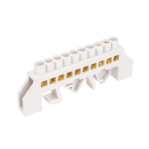 Regleta de Conexión Aislada a Riel DIN Blanco 10 polos