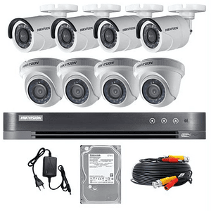 Kit Analogo DVR 1080P 8CH 4Domo+4Bala + 1TB Hikvision
