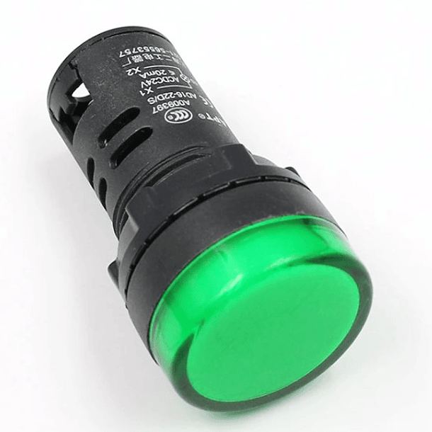 Luz Piloto LED Monoblock 16mm 220V Color Verde 1