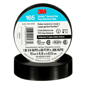 Cinta Aisladora Temflex 165 19mm x 9,14 metros Negro 3M