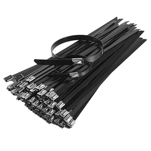 Amarra Acero Inoxidable con Poliéster Negro 200x4,6mm 100Un