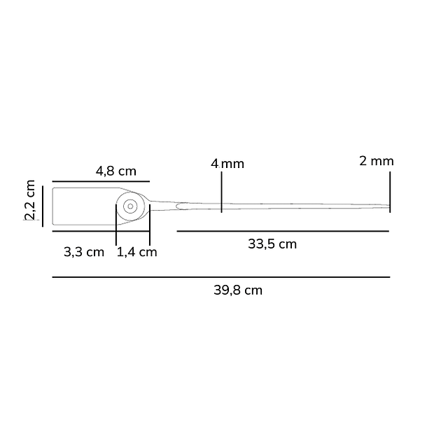Sello de Seguridad Inserto Metálico 400mm 100un Blanco 2