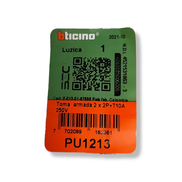 Enchufe Doble 10A Luzica Armado Bticino Pu1213 3