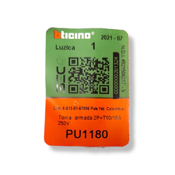 Enchufe Simple 10/16A Luzica Armado Bticino Pu1180 3