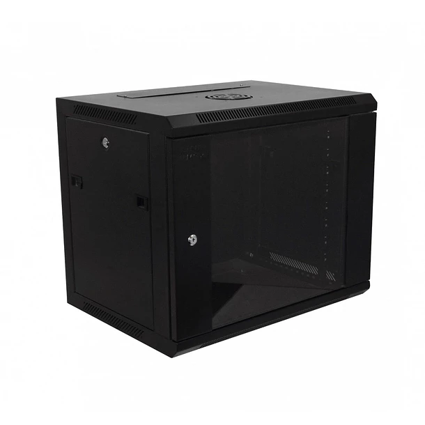 Rack Mural 9U Pared Negro con chapa 45cm Fondo Linkmade 