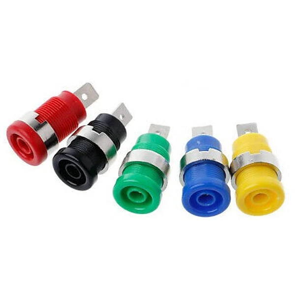 Conector Banana Aislado Blanco 4mm Hembra con Tuerca 2