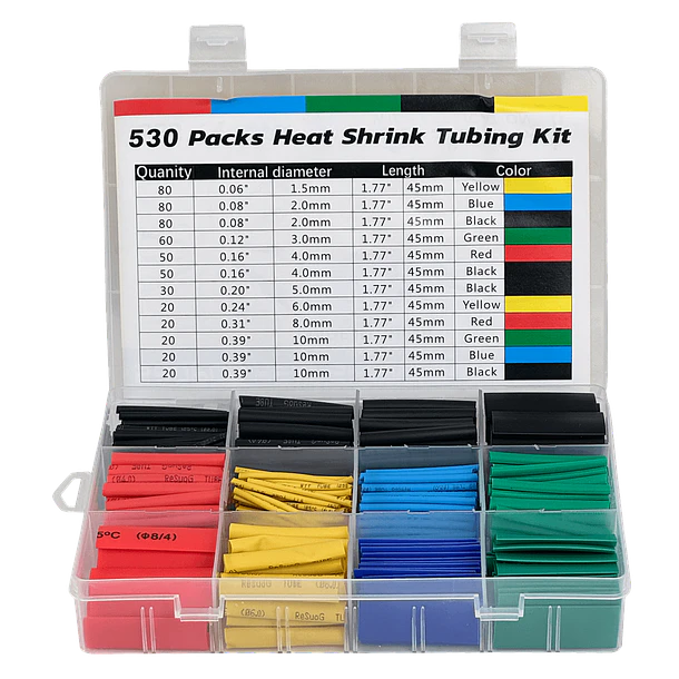 Kit Manga Termocontraibles Colores 600V Caja 530 piezas 1