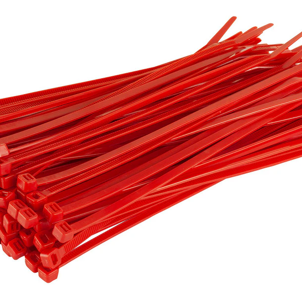 Amarra Cable 300 x 3.6 mm Rojo (Bolsa 100 Unidades) 