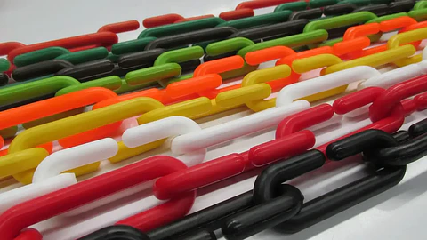 CADENA PLASTICA VERDE FLUOR  BOLSA 50 MTS.