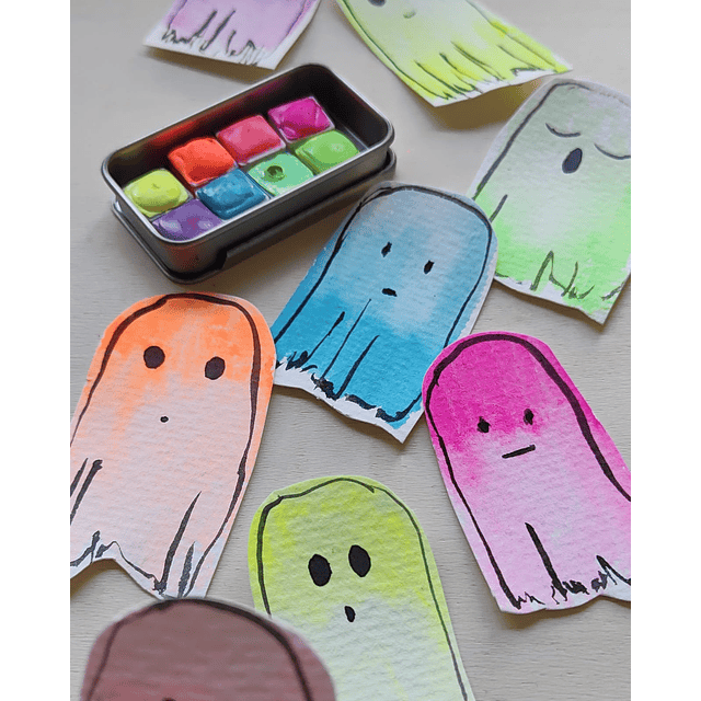 Acuarelas pastel neón mate mini